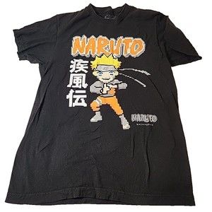 VINTAGE Naruto Shippuden Viz Media 2002 Graphic Print Tee‎ T-shirt Mens Medium